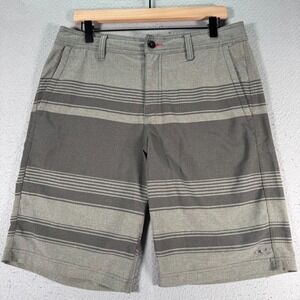 O'Neill Hybrid Board Short Mens 32 Gray Stripes Surf Skate Beach Water Island‎